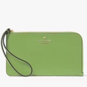 NWT green leather Kate Spade small wristlet/card case